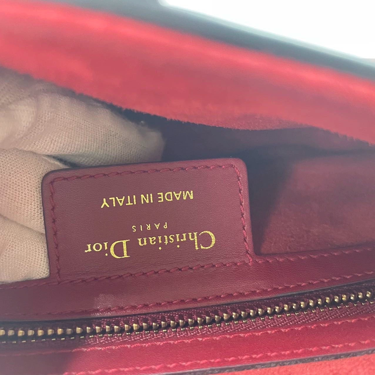 Dior Saddle Scarlet Red Burgundy Medium Calfskin Smooth Leather Handbag like new