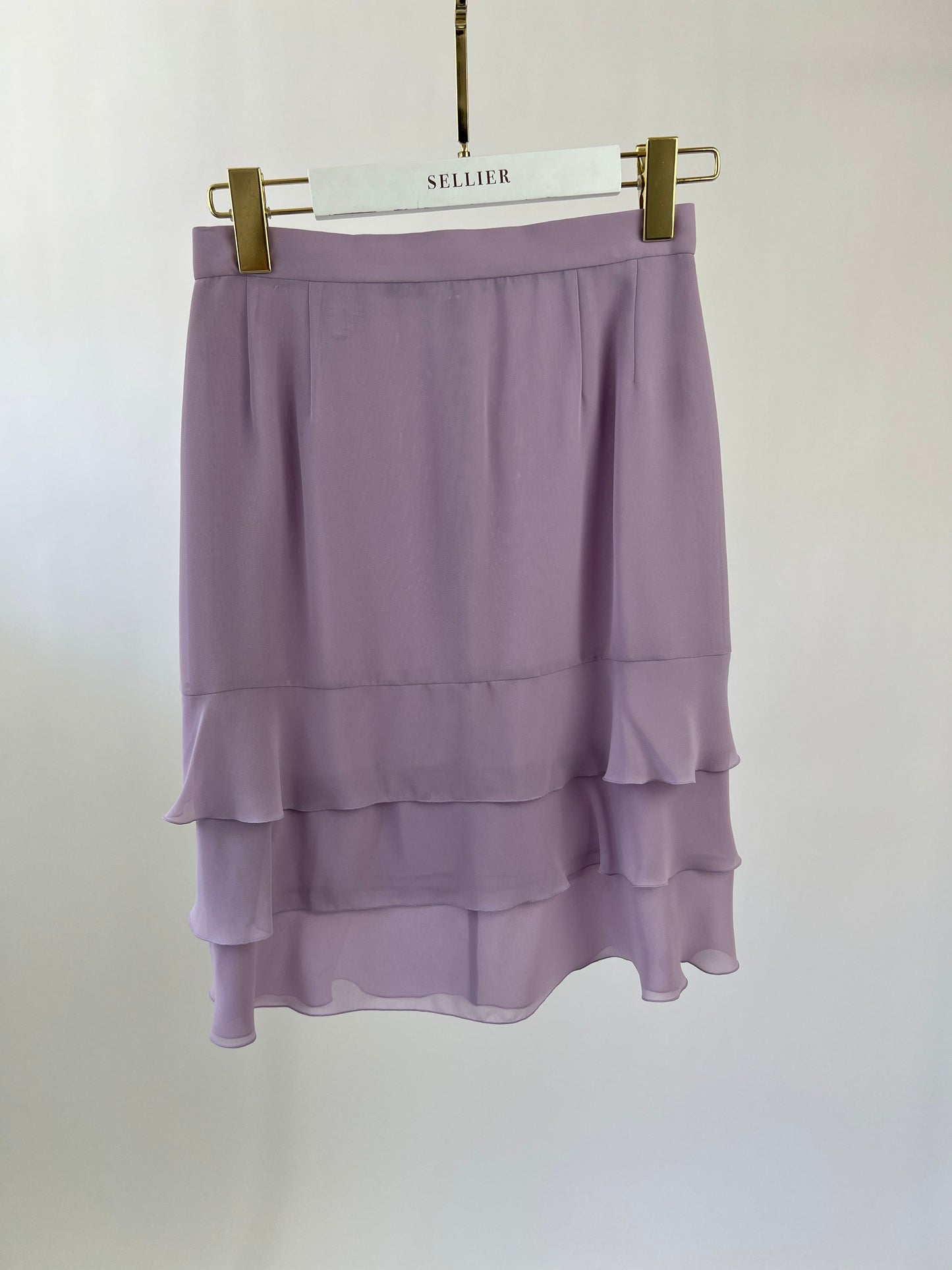 *HOT  * Chanel   98C Lilac Tiered Midi Skirt Size FR 38 (UK 10)
