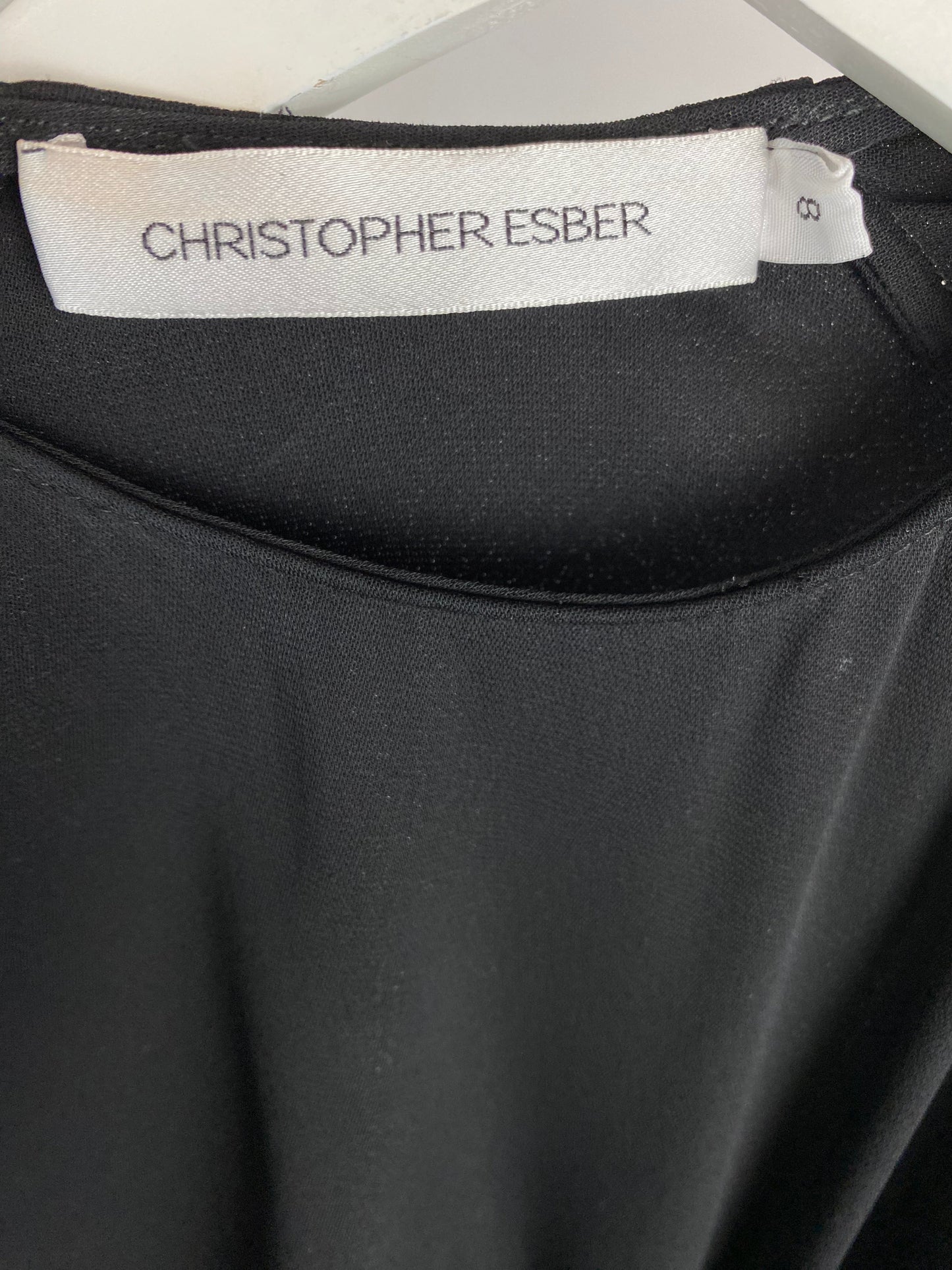 Christopher Esber Black Maxi Dress with Gold Ring Detail UK 8