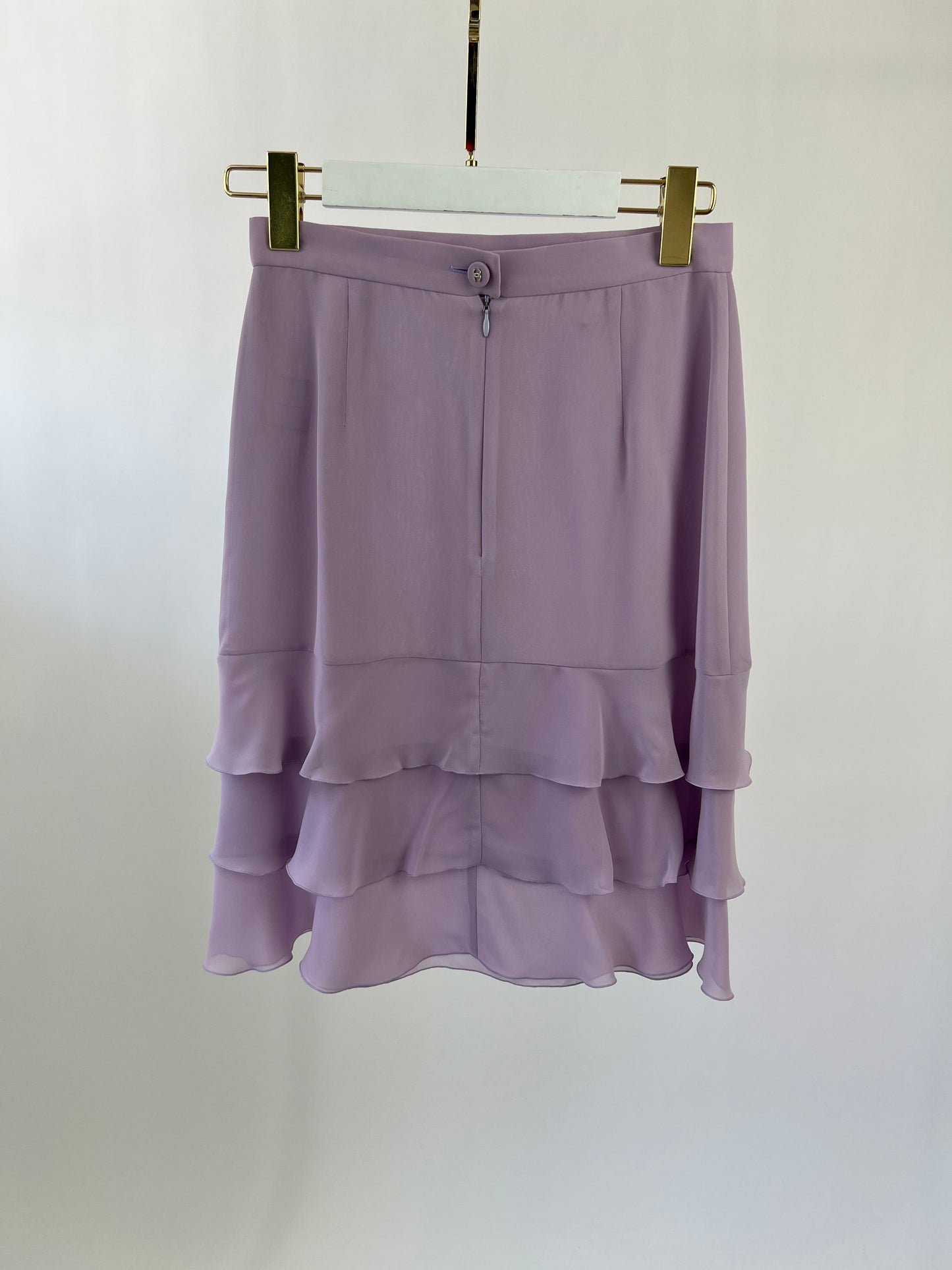 *HOT  * Chanel   98C Lilac Tiered Midi Skirt Size FR 38 (UK 10)