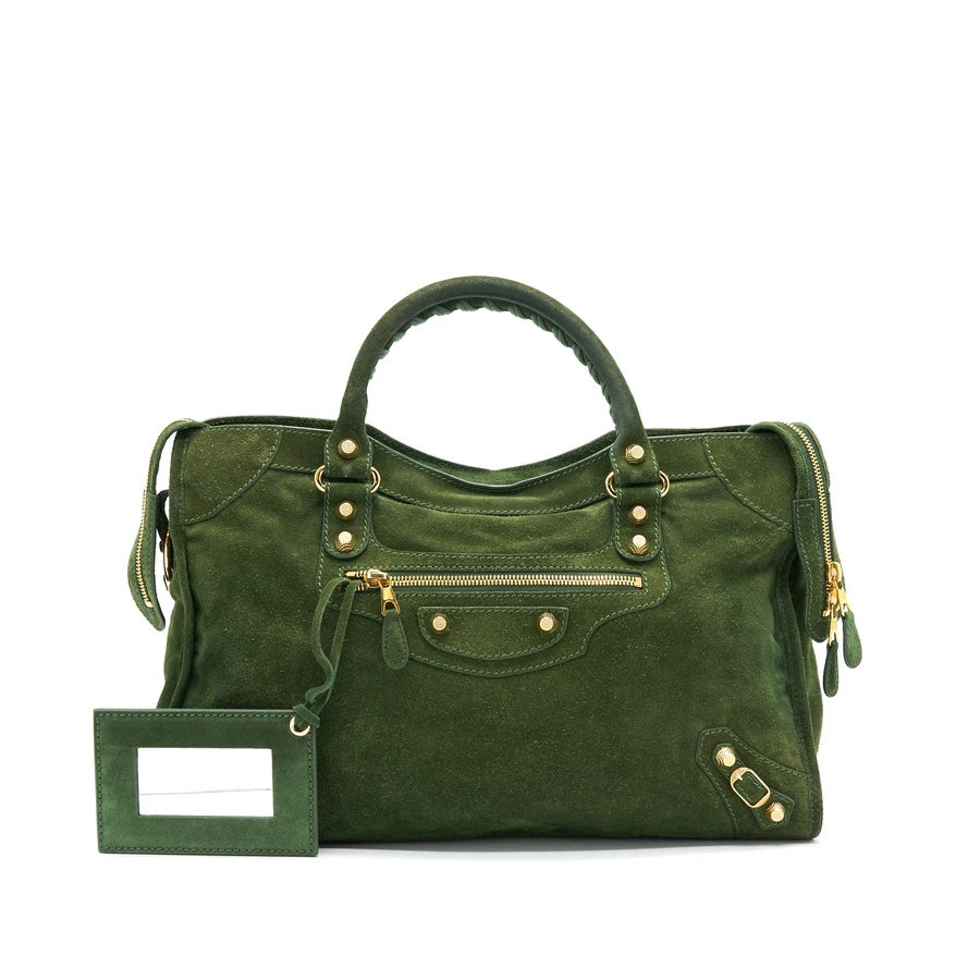 BALENCIAGA GIANT Purse SUEDE GREEN