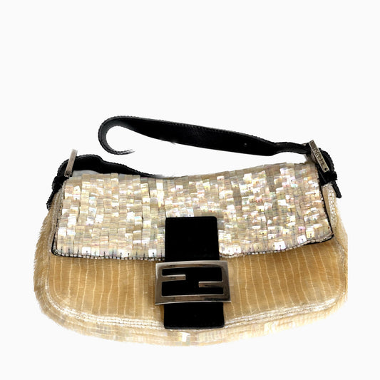 Fendi Baguette in Cream Gold sequins