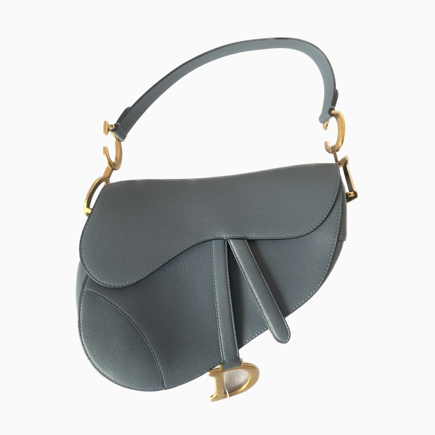 Dior Saddle Medium leather greyish blue