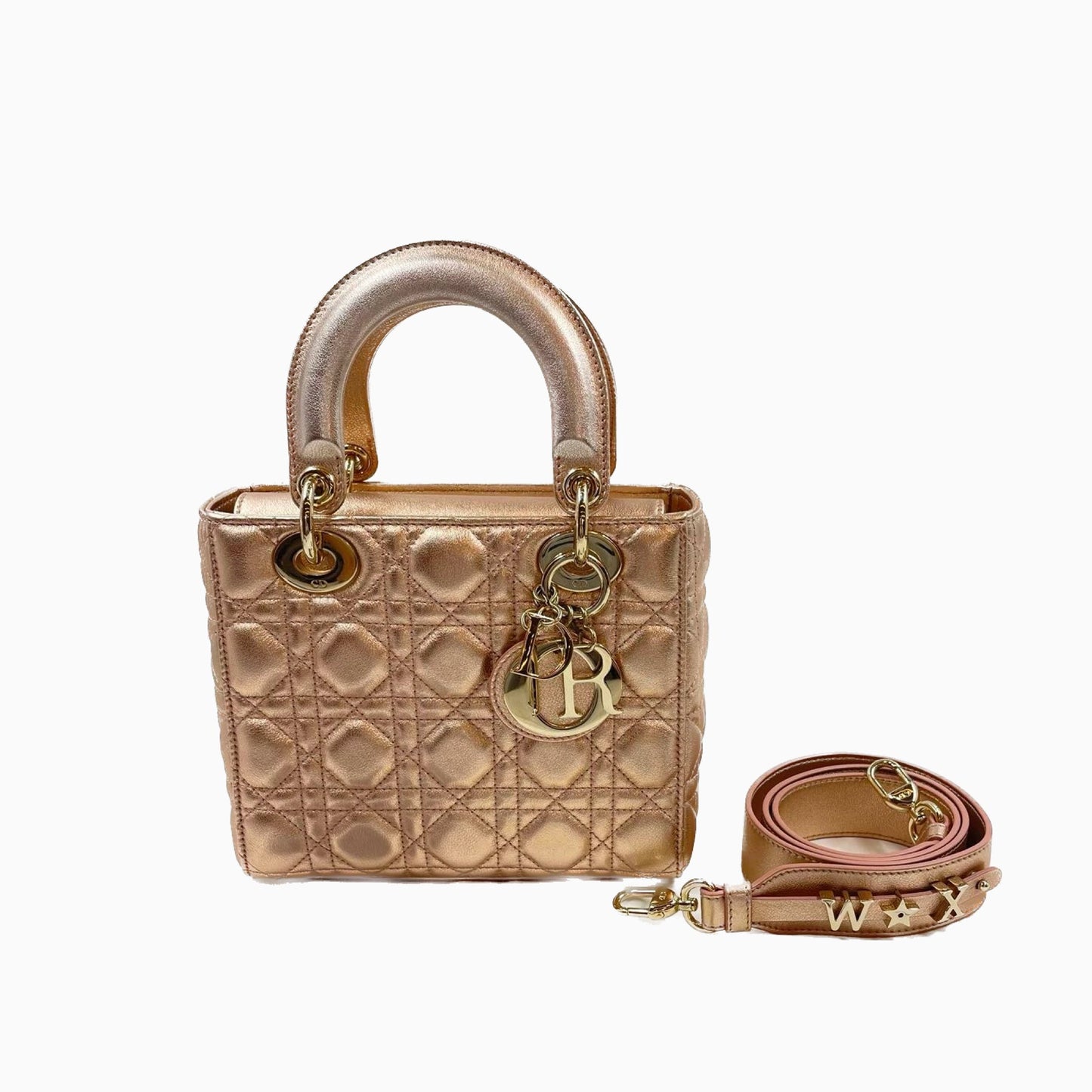 Lady Dior ABCdior Small Pink Irediscent and Metallic Cannage Lambskin Handbag