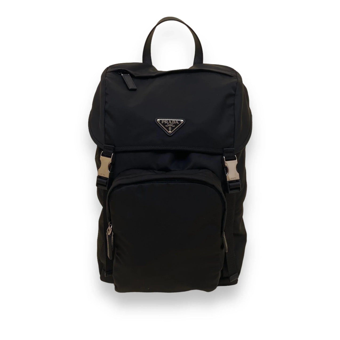 PRADA RE-NYLON AND SAFFIANO LEATHER BACKPACK BLACK
