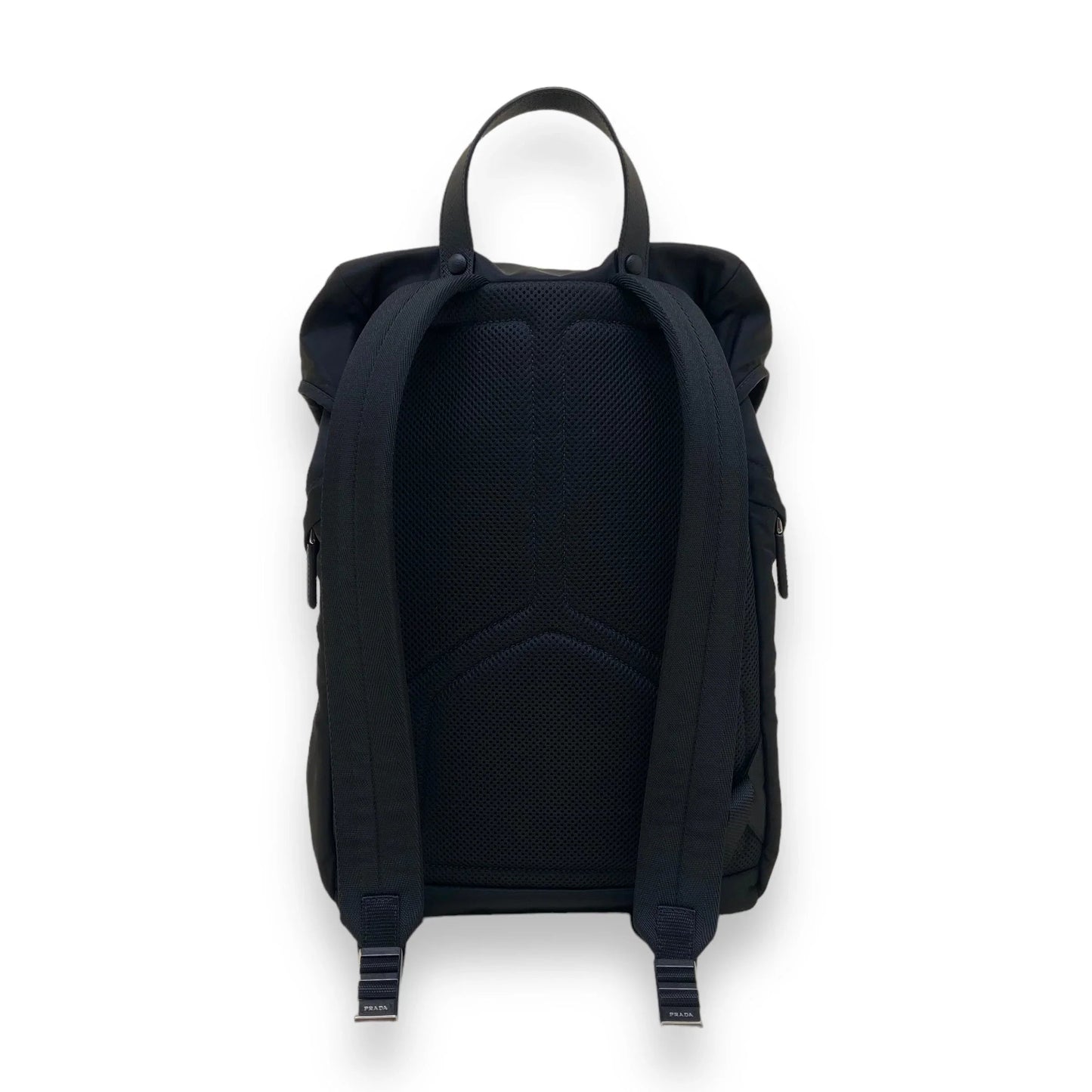 PRADA RE-NYLON AND SAFFIANO LEATHER BACKPACK BLACK