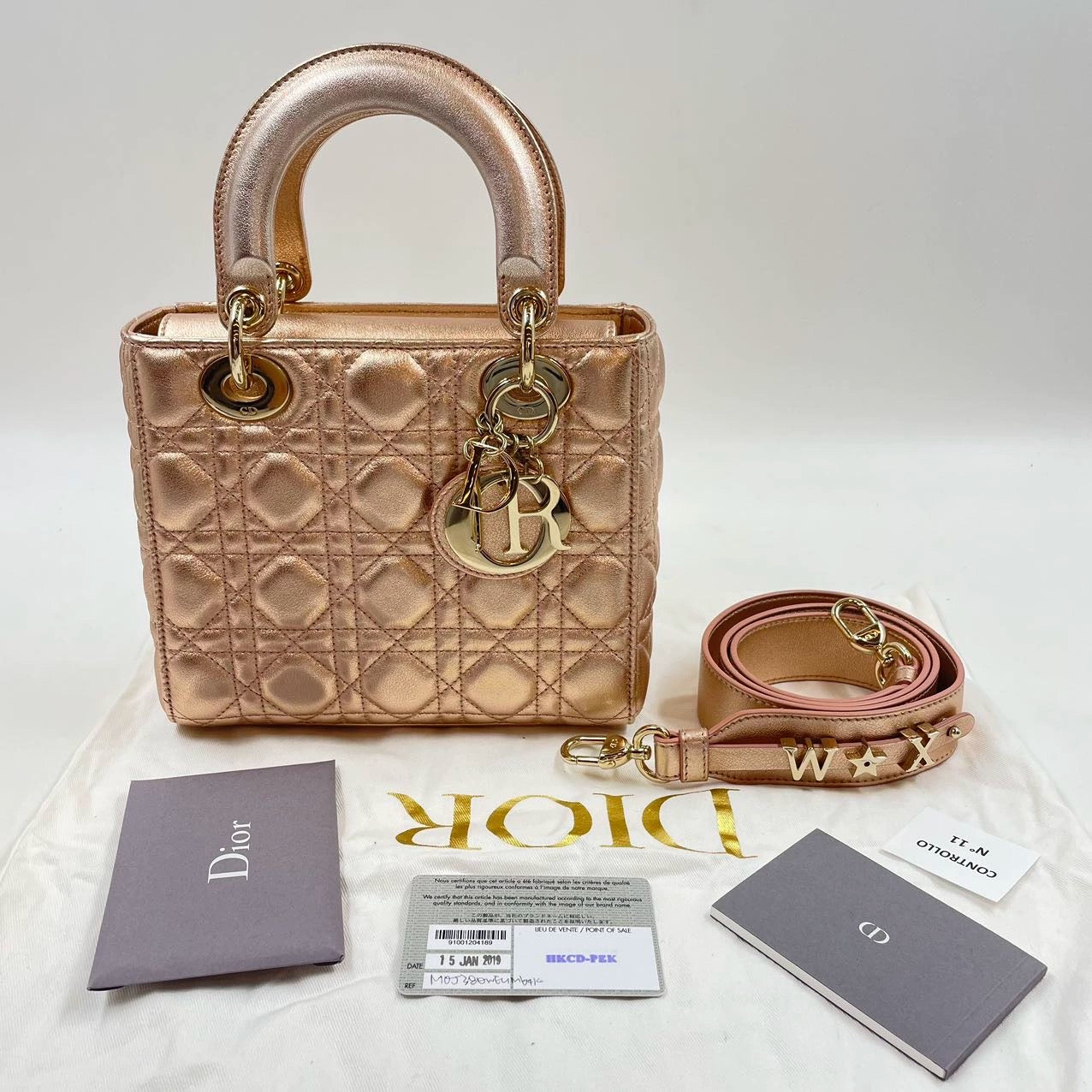 Lady Dior ABCdior Small Pink Irediscent and Metallic Cannage Lambskin Handbag