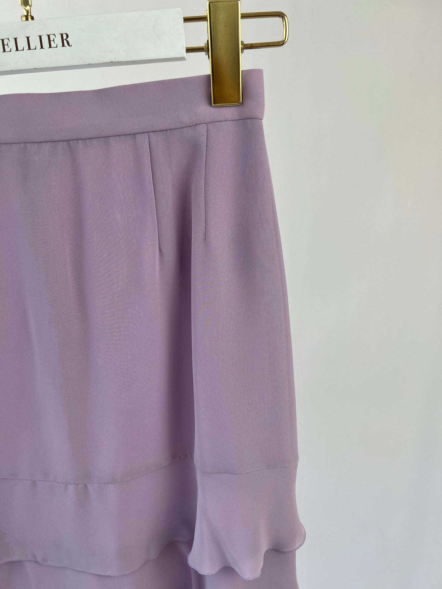 *HOT  * Chanel   98C Lilac Tiered Midi Skirt Size FR 38 (UK 10)