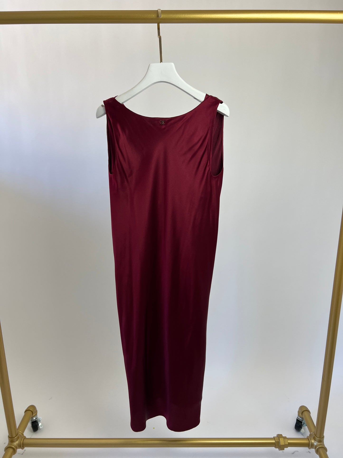 Chanel   98A Burgundy Silk Wrap Dress Size FR 38 ( UK 10)