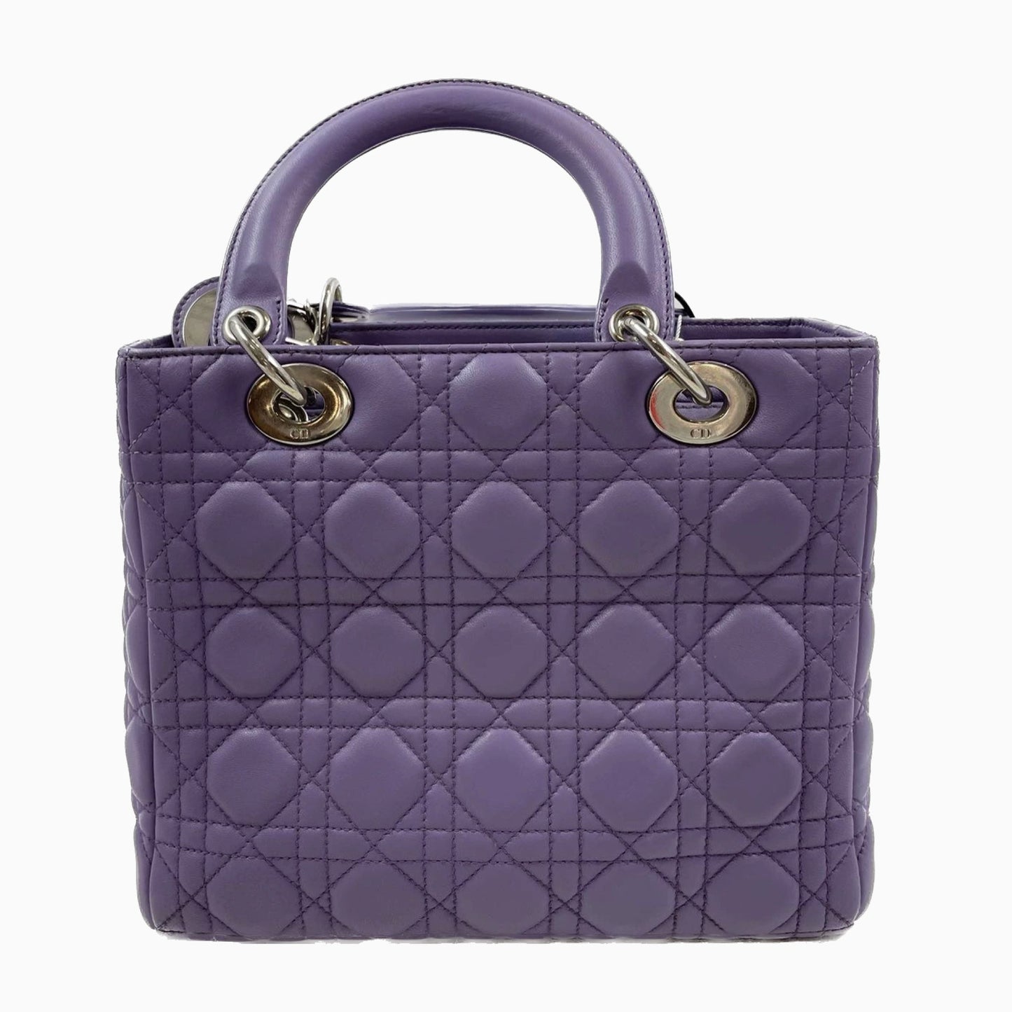 Lady Dior Medium Cannage lambskin leather pastel purple/lilac/lavender handbag with shoulder strap