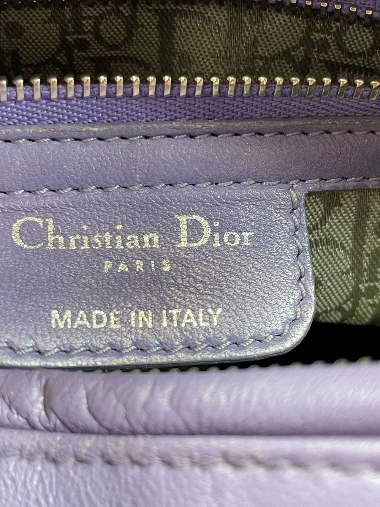 Lady Dior Medium Cannage lambskin leather pastel purple/lilac/lavender handbag with shoulder strap