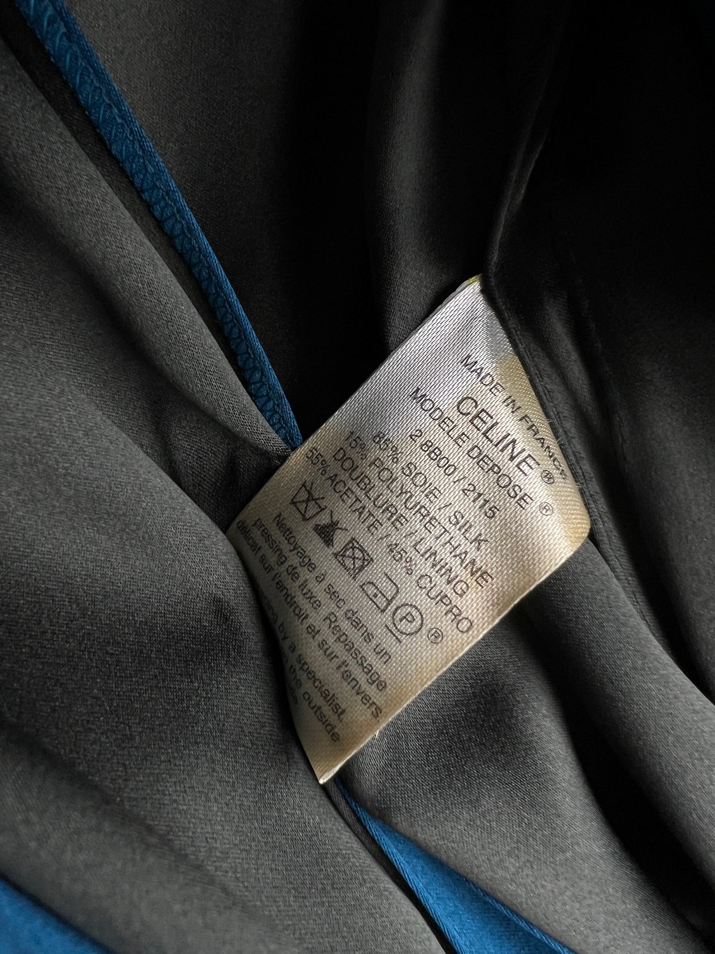 Celine Blue Silk Overcoat with Belt FR 38 (UK 10)