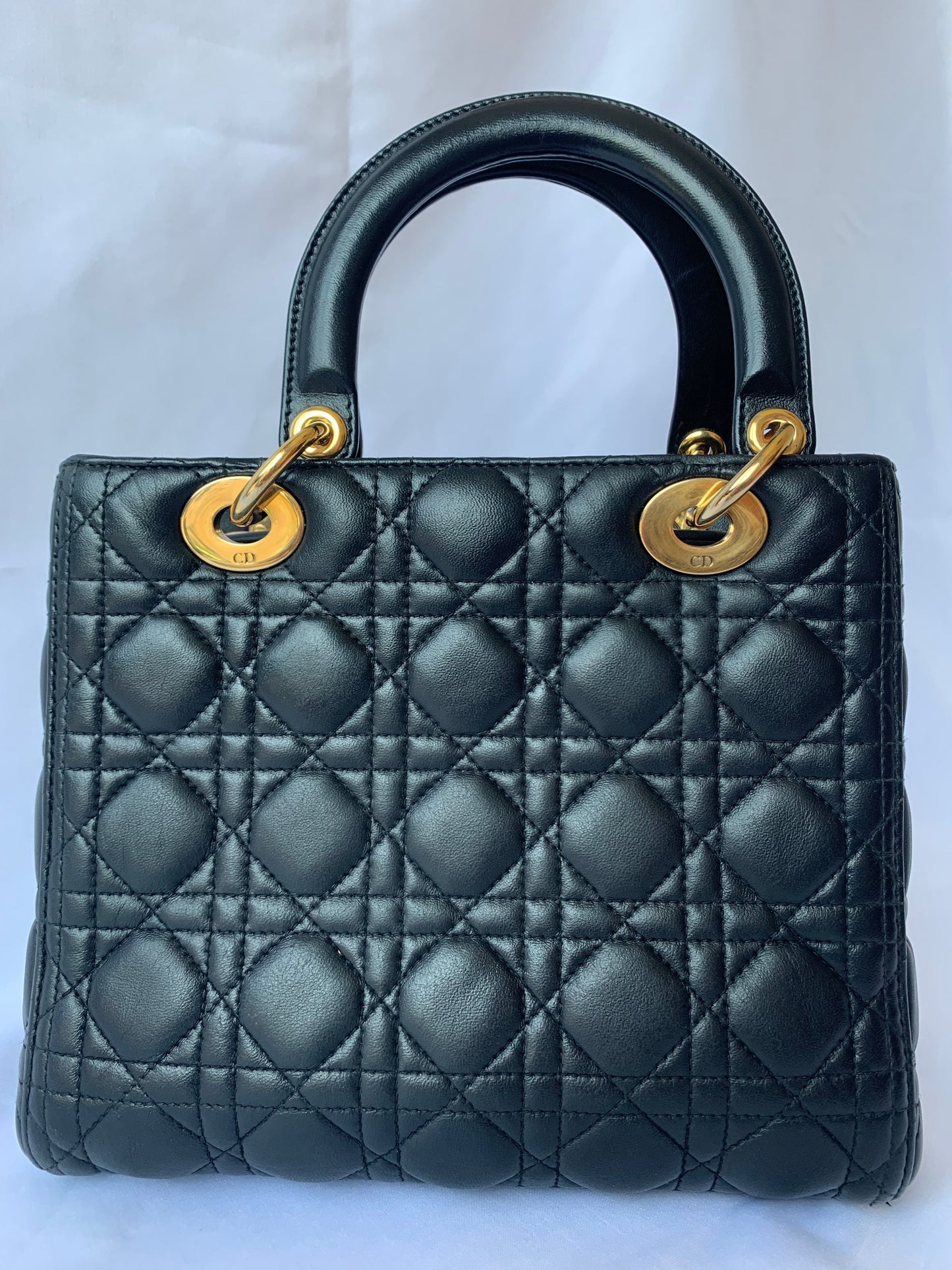 Lady Dior Medium Black Cannage Lambskin Leather