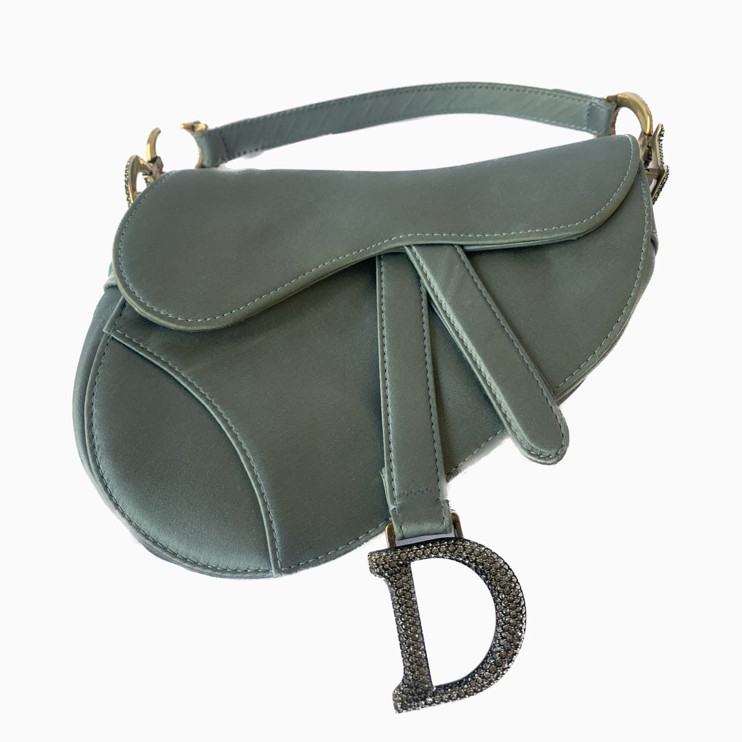 Dior Saddle Mini Silk grey with crystals