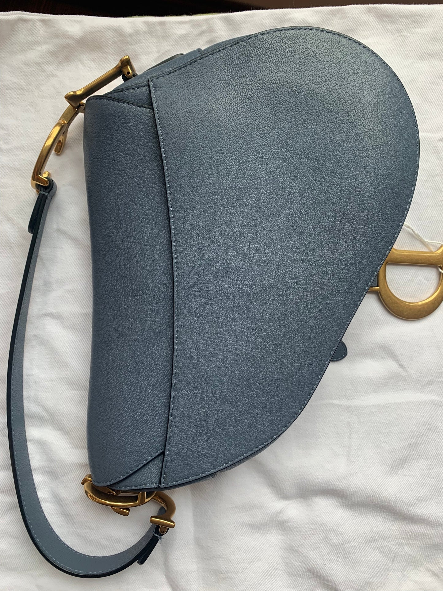 Dior Saddle Medium leather greyish blue