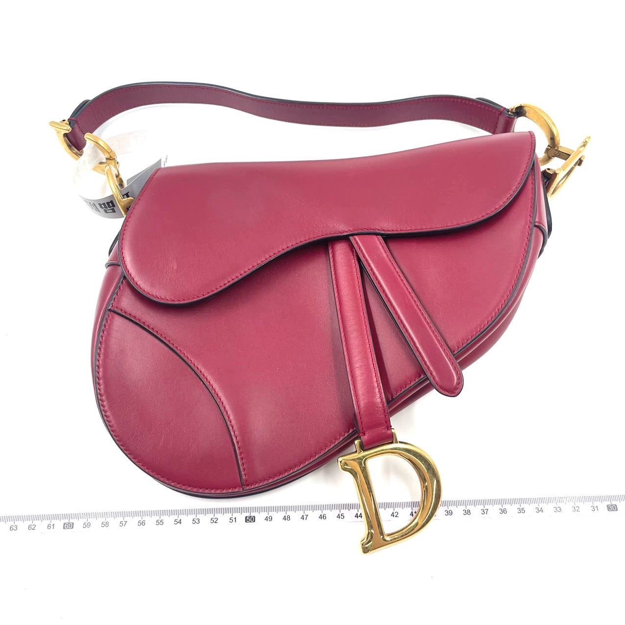 Dior Saddle Scarlet Red Burgundy Medium Calfskin Smooth Leather Handbag like new