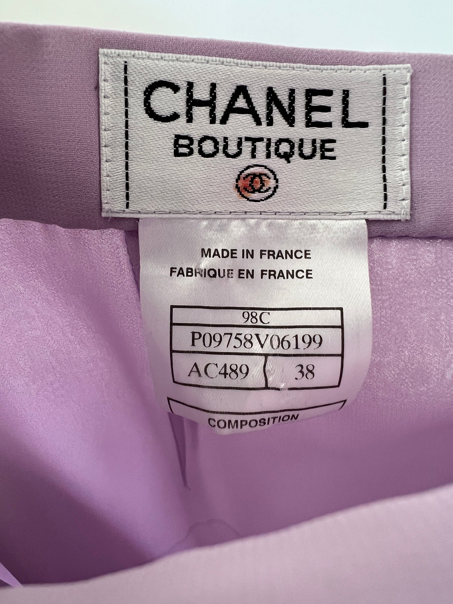 *HOT  * Chanel   98C Lilac Tiered Midi Skirt Size FR 38 (UK 10)