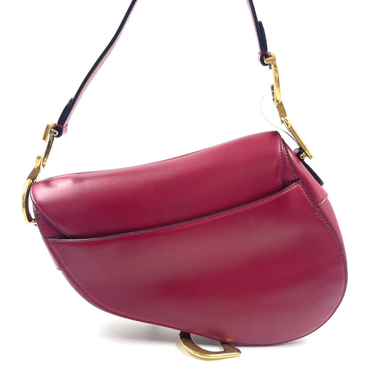 Dior Saddle Scarlet Red Burgundy Medium Calfskin Smooth Leather Handbag like new