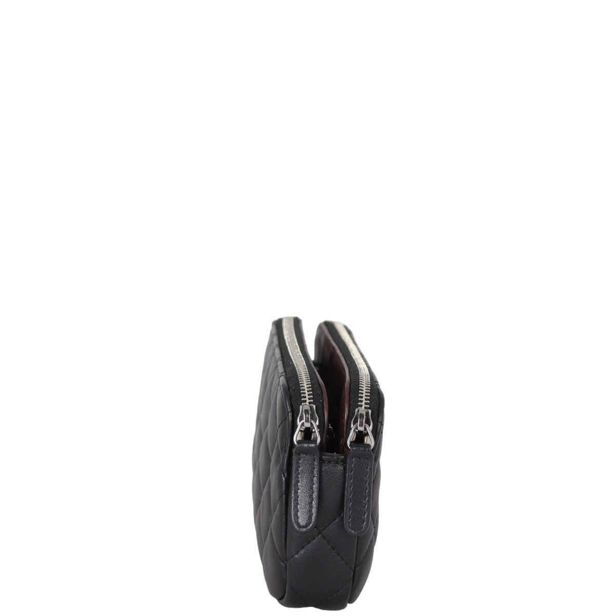 Chanel CC Double Zip Clutch with Chain | Black Lambskin