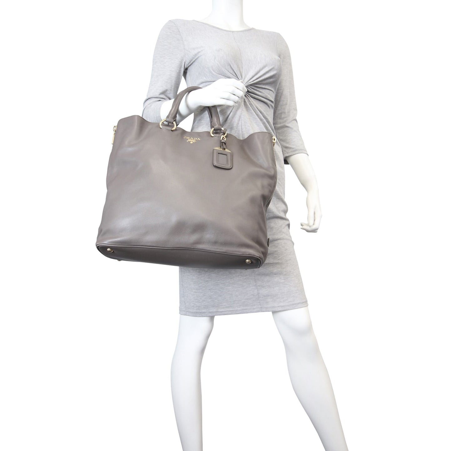 Prada Vitello Morbido Large Expandable Shopper Tote