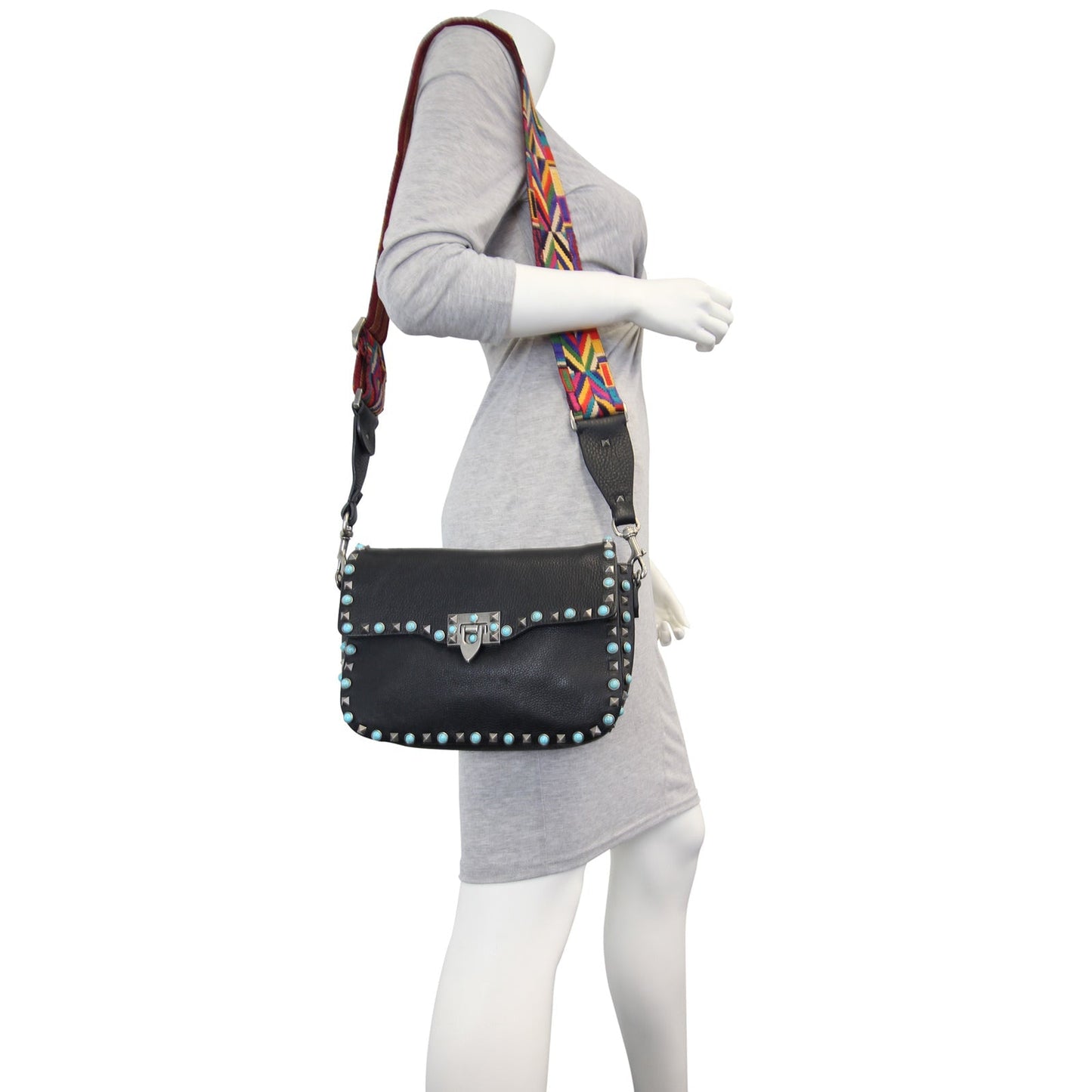 Valentino Rolling Rockstud Guitar Strap Crossbody