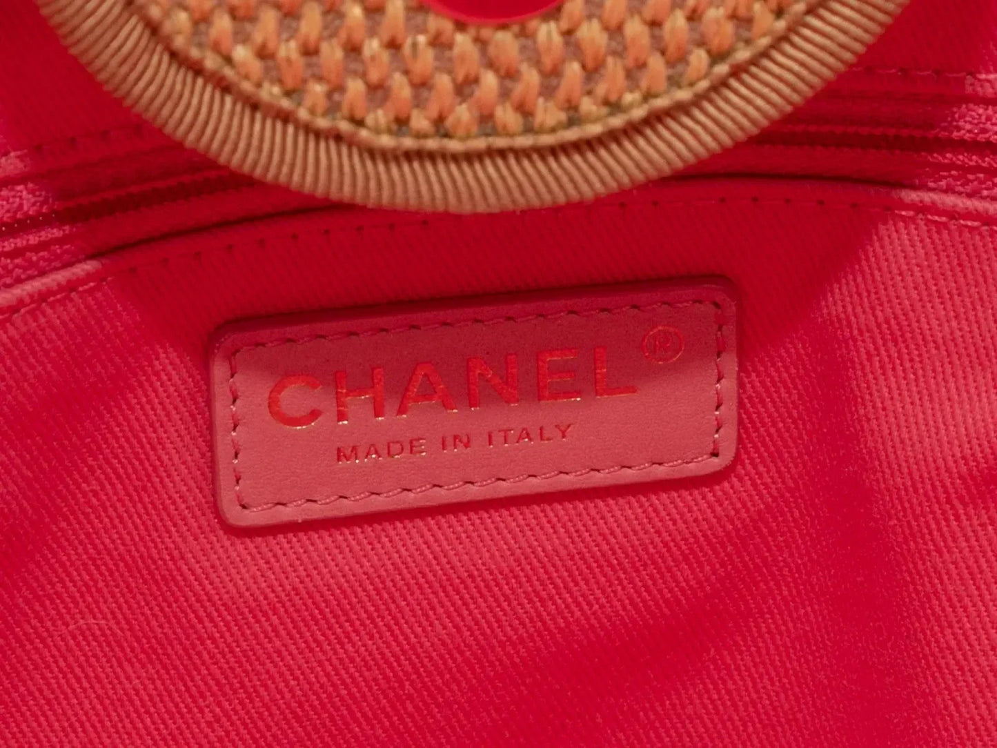 Beige & Multicolor Chanel Striped Logo Tote Bag