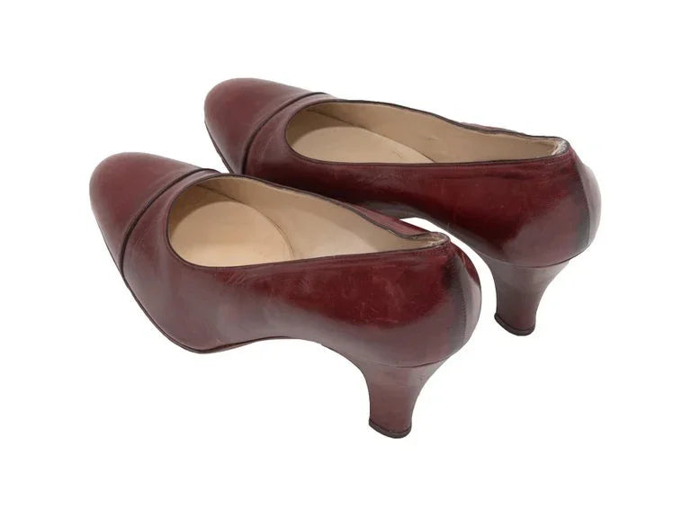 Brown Chanel Leather Pointed-Toe Pumps Size 36