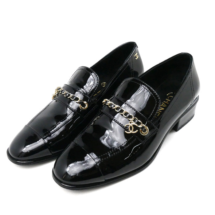 Chanel Coco Mark Charm Patent Leather Loafers