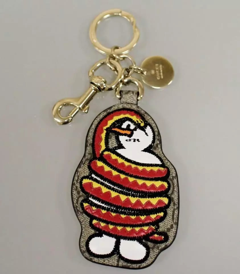 Gucci Unicef GG Canvas/Leather Key Ring/Charm Snowman and Snake