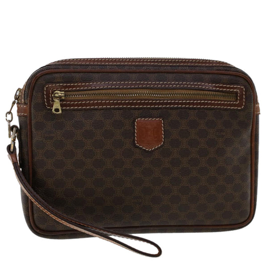 Luxury CELINE Macadam Canvas Clutch Bag PVC Leather Brown  ki3150