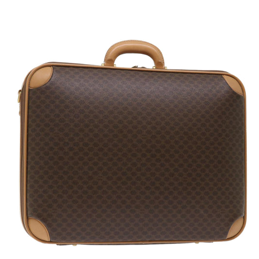 Luxury CELINE Macadam Canvas Trunk PVC Leather Brown  ki3281