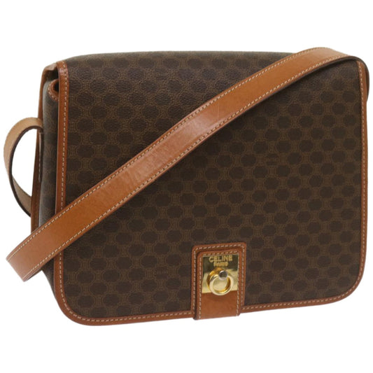 Luxury CELINE Macadam Canvas Shoulder Bag PVC Leather Brown  ki4109