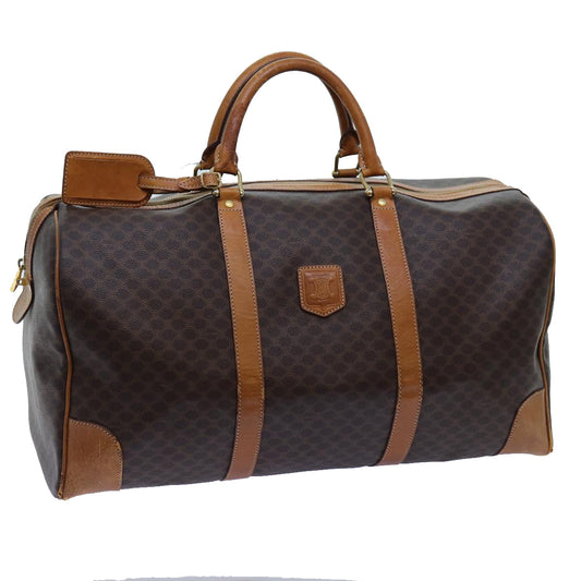 Luxury CELINE Macadam Canvas Boston Bag PVC Brown  ki4386