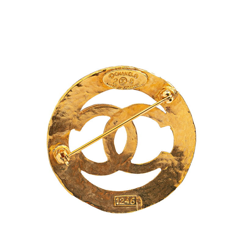Chanel Gold Plated Coco Mark Round Brooch