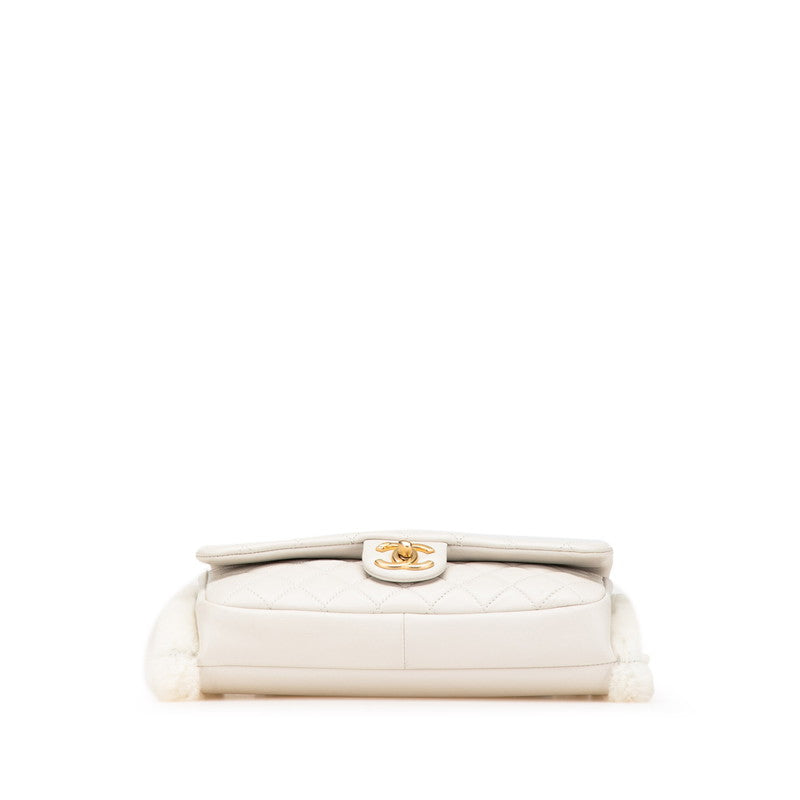 Chanel Coco Mark Matelasse Lambskin Fur Shoulder Bag