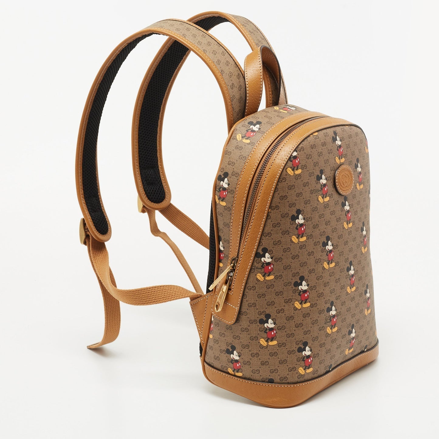 Gucci x Disney Brown GG Supreme Canvas and Leather Mickey Mo  Backpack