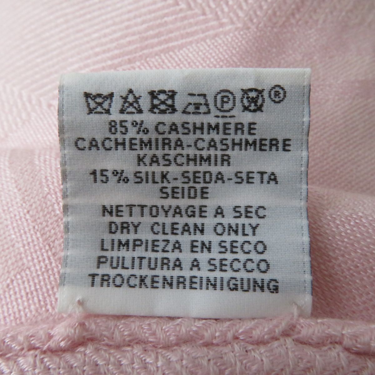 HERMES Stall Main: 85% cashmere, Main: 15% silk Rose Petal (Baby Pink type) Women  d