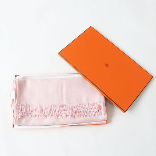 HERMES Stall Main: 85% cashmere, Main: 15% silk Rose Petal (Baby Pink type) Women  d