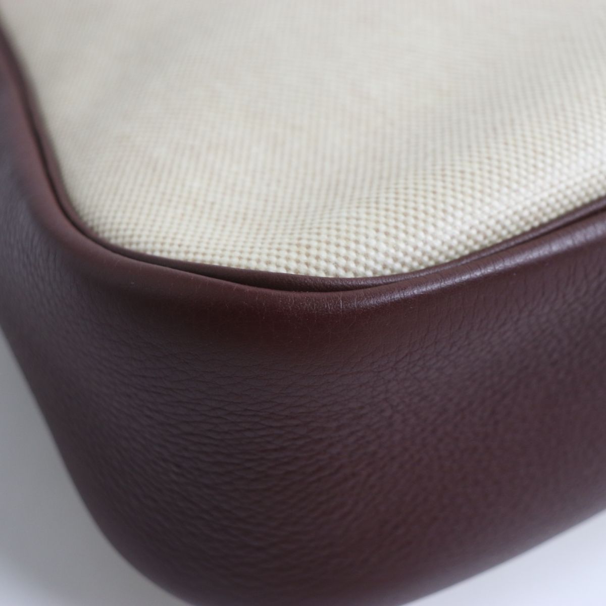 HERMES Shoulder Bag Main: Buffle, Main: Toile H Rouge Ash x Silver Metal Women  d