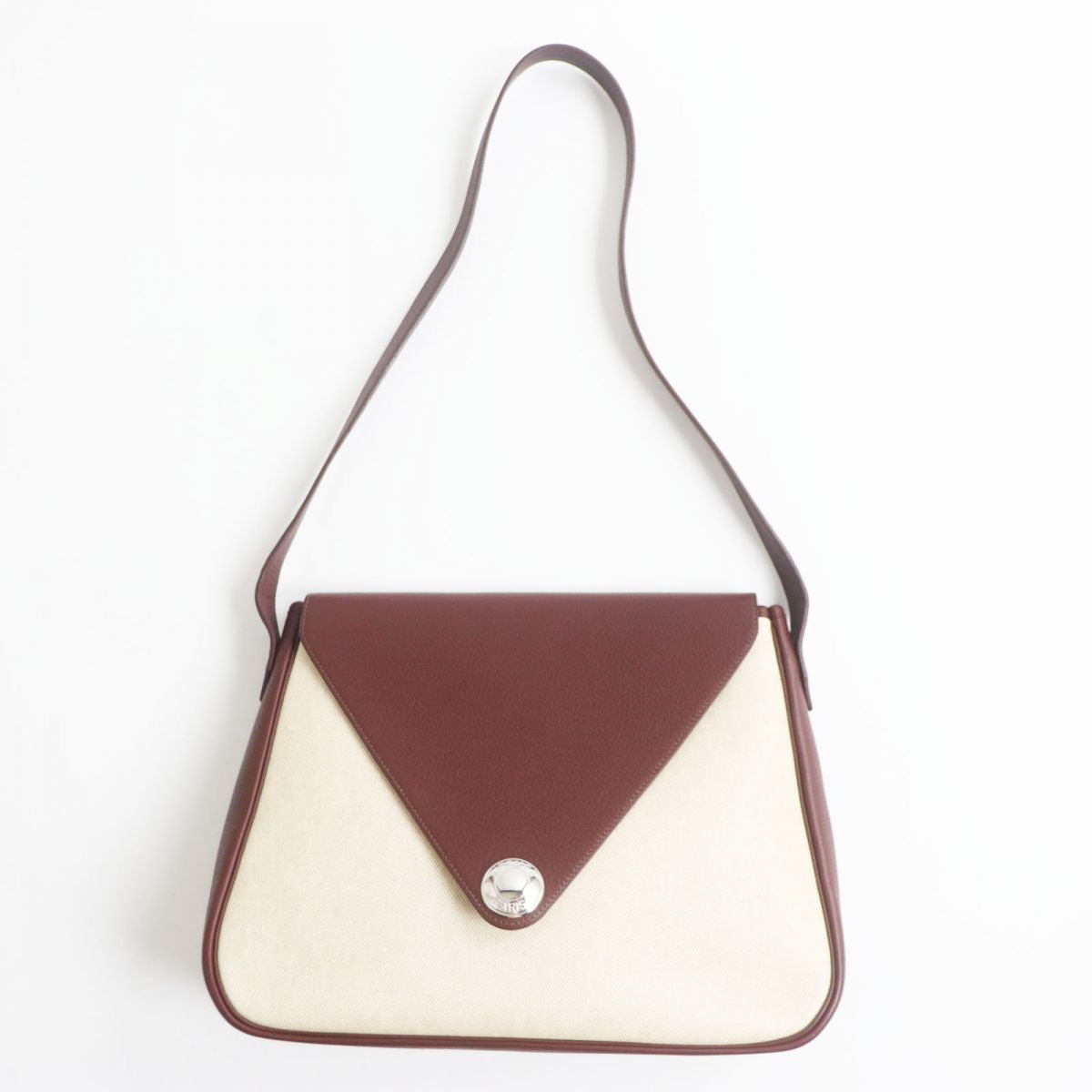 HERMES Shoulder Bag Main: Buffle, Main: Toile H Rouge Ash x Silver Metal Women  d