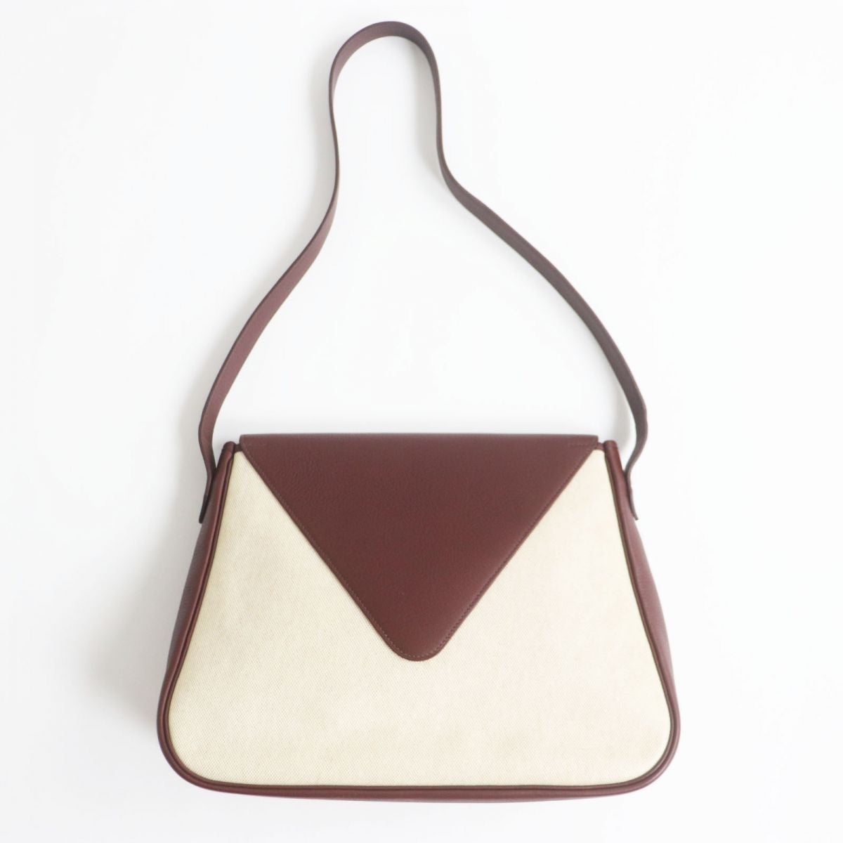 HERMES Shoulder Bag Main: Buffle, Main: Toile H Rouge Ash x Silver Metal Women  d