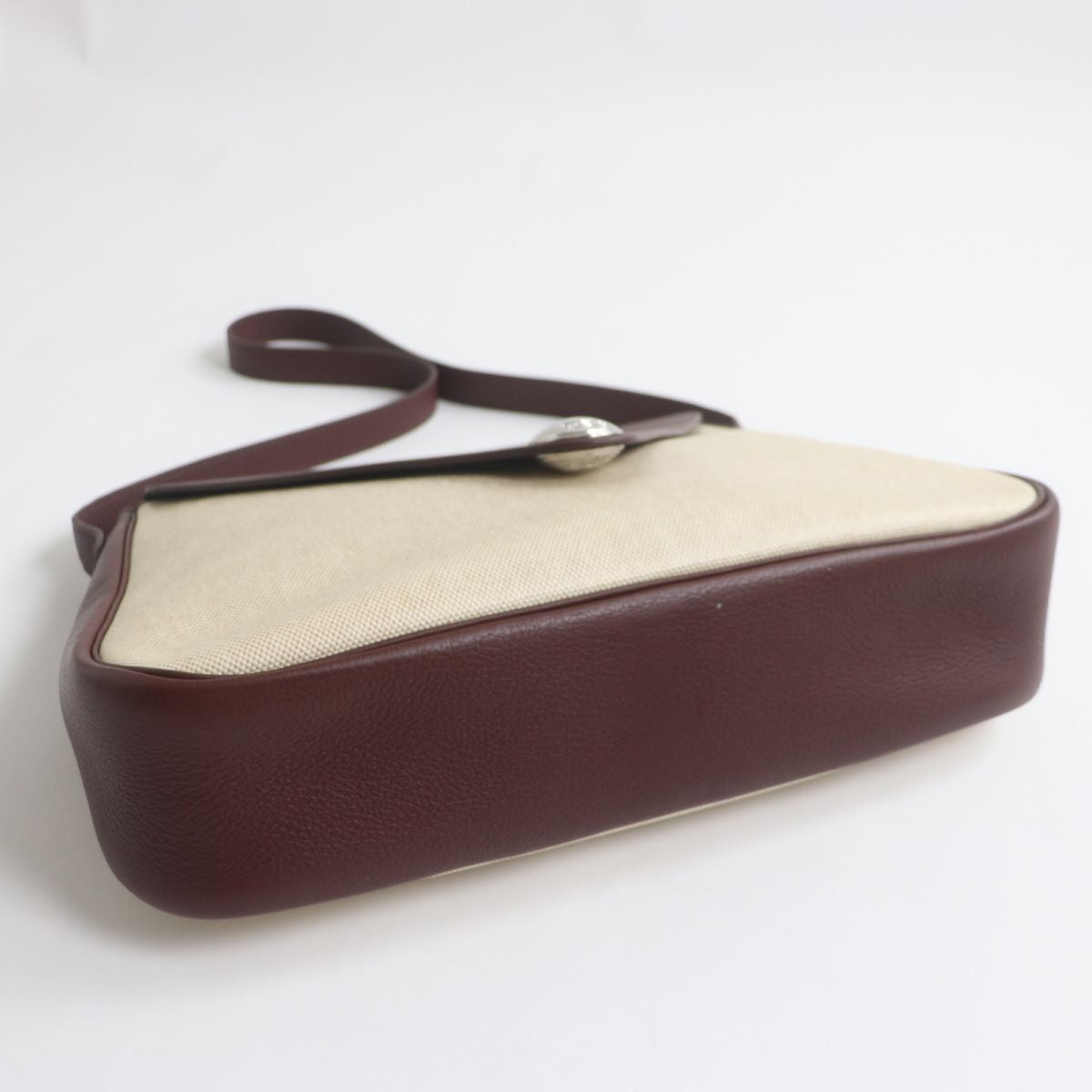 HERMES Shoulder Bag Main: Buffle, Main: Toile H Rouge Ash x Silver Metal Women  d