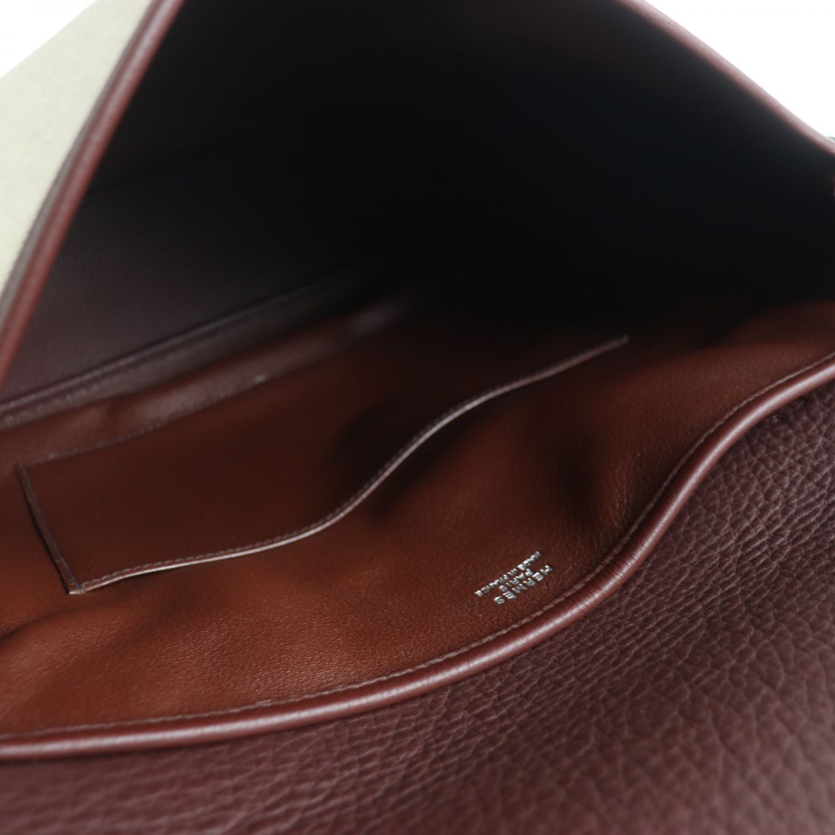 HERMES Shoulder Bag Main: Buffle, Main: Toile H Rouge Ash x Silver Metal Women  d