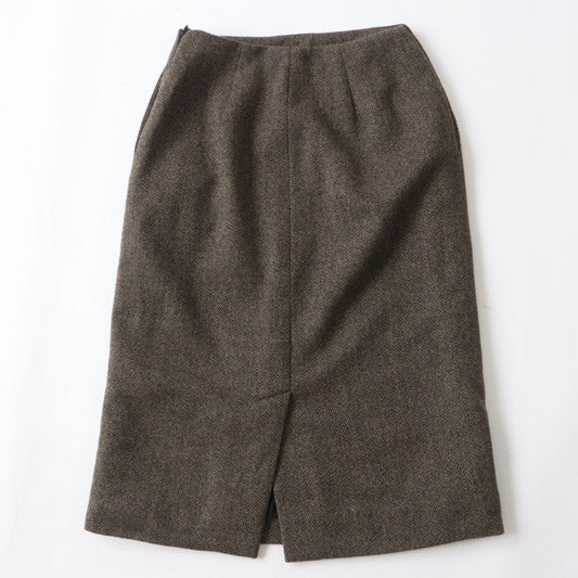 HERMES skirt Outer: 85% wool, Outer: 15% cashmere, Lining: 100% silk Brown x Black type Women 34  d