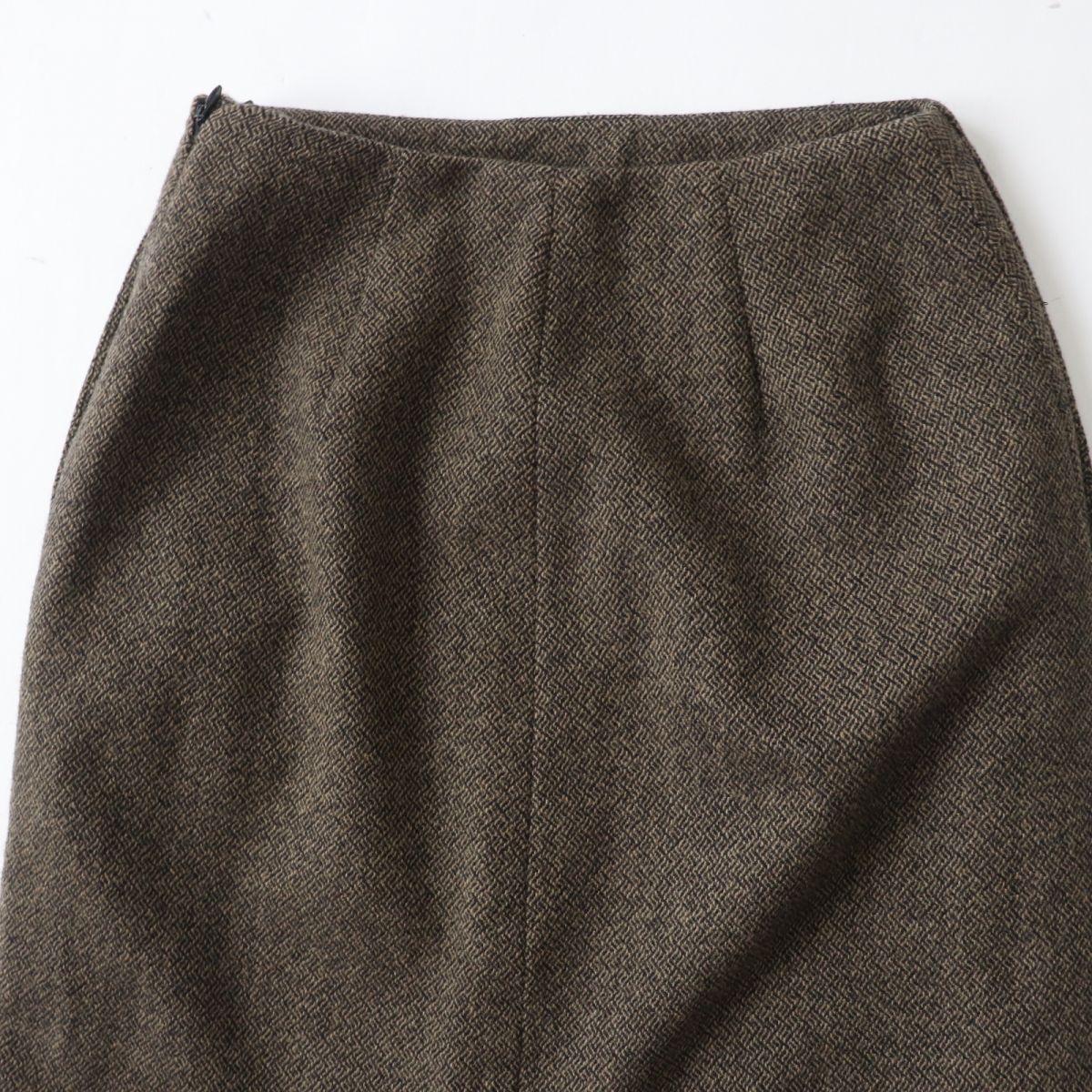 HERMES skirt Outer: 85% wool, Outer: 15% cashmere, Lining: 100% silk Brown x Black type Women 34  d