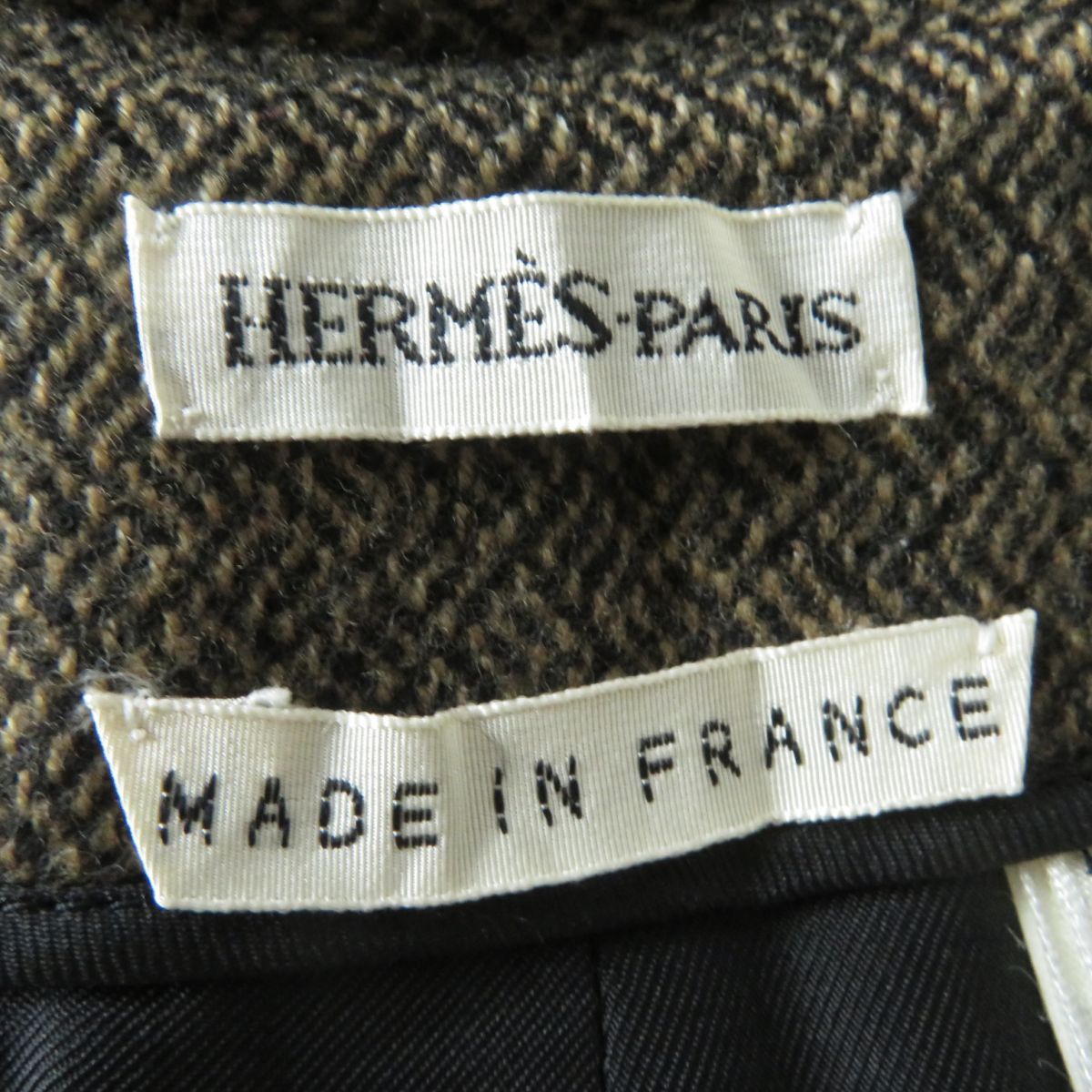 HERMES skirt Outer: 85% wool, Outer: 15% cashmere, Lining: 100% silk Brown x Black type Women 34  d