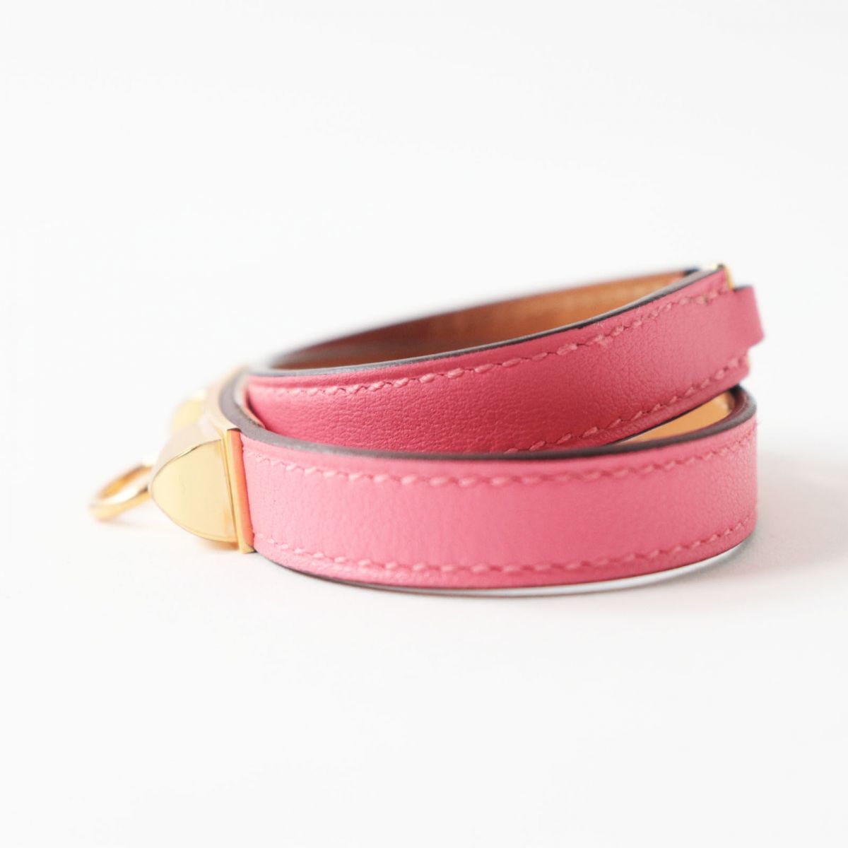 HERMES bracelet Main: Vaux Swift Rose Azare x Gold Metal Women S  d