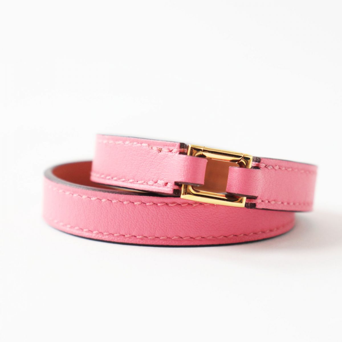 HERMES bracelet Main: Vaux Swift Rose Azare x Gold Metal Women S  d