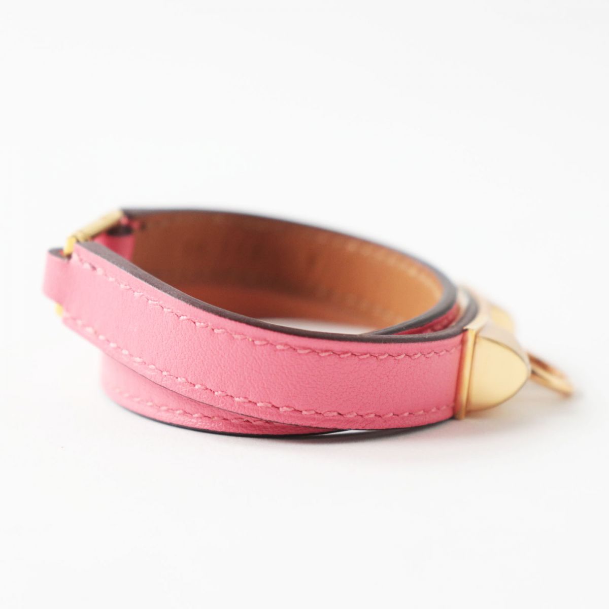 HERMES bracelet Main: Vaux Swift Rose Azare x Gold Metal Women S  d