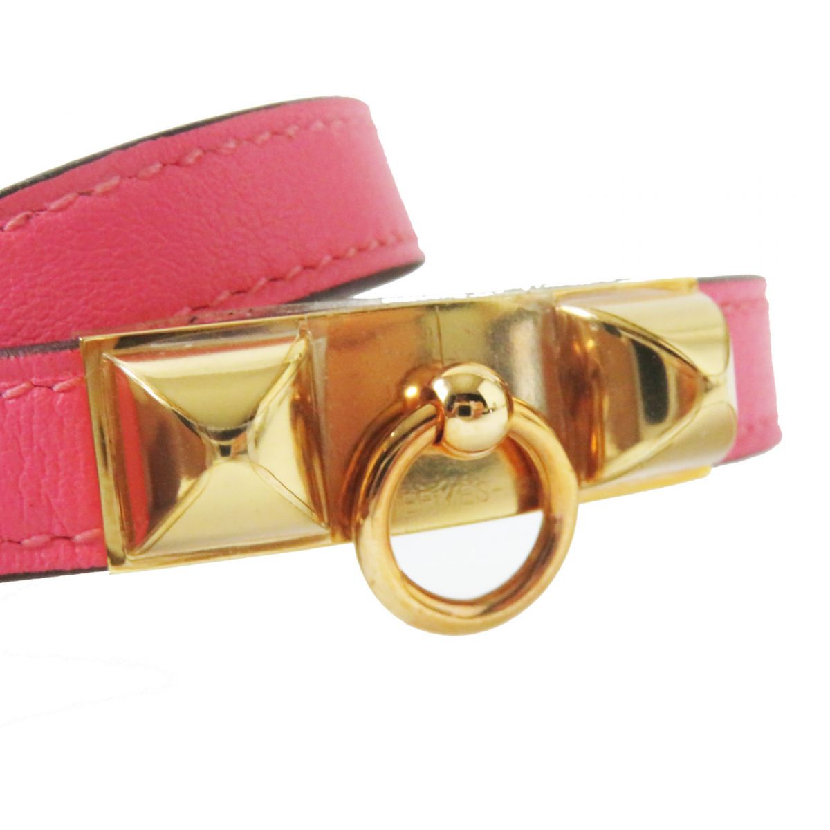 HERMES bracelet Main: Vaux Swift Rose Azare x Gold Metal Women S  d